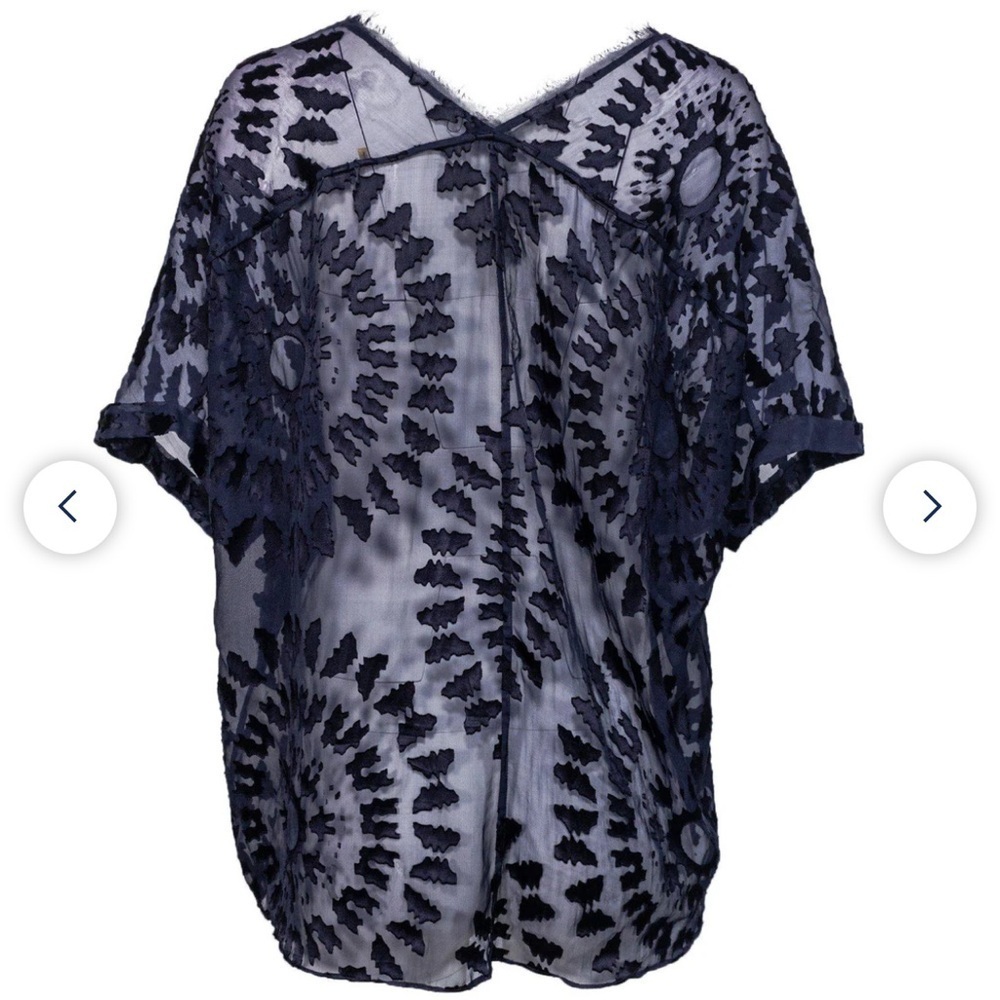 Elie Tahari - Navy Sheer Dolman Sleeve
Blouse Sz L